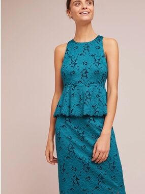 Anthropologie Maeve Lace Set Peplum Blouse + Anisa Skirt Petite NWT
